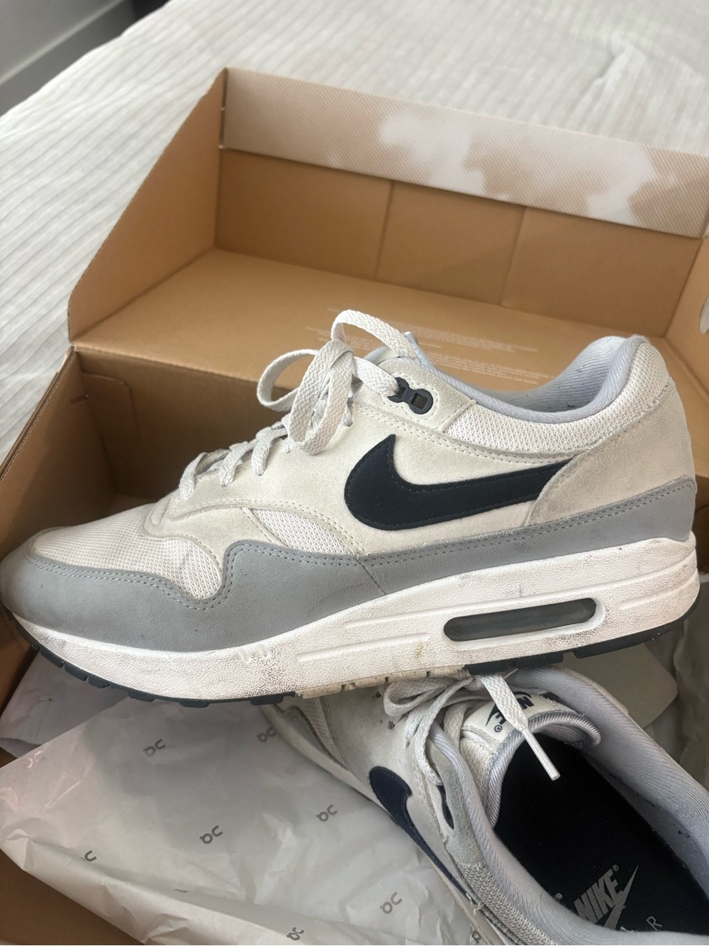 Nike Men’s Sneakers in White, Light Gray, and Black